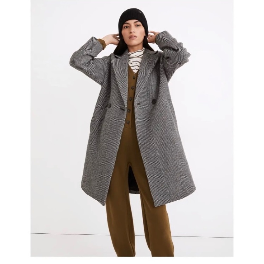Madewell Averdon Coat in Herringbone Insuluxe Fabric style NB302 size L